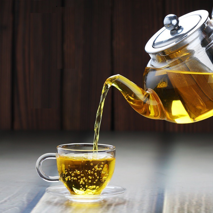 Bộ ấm pha trà thủy tinh nắp inox BAT621